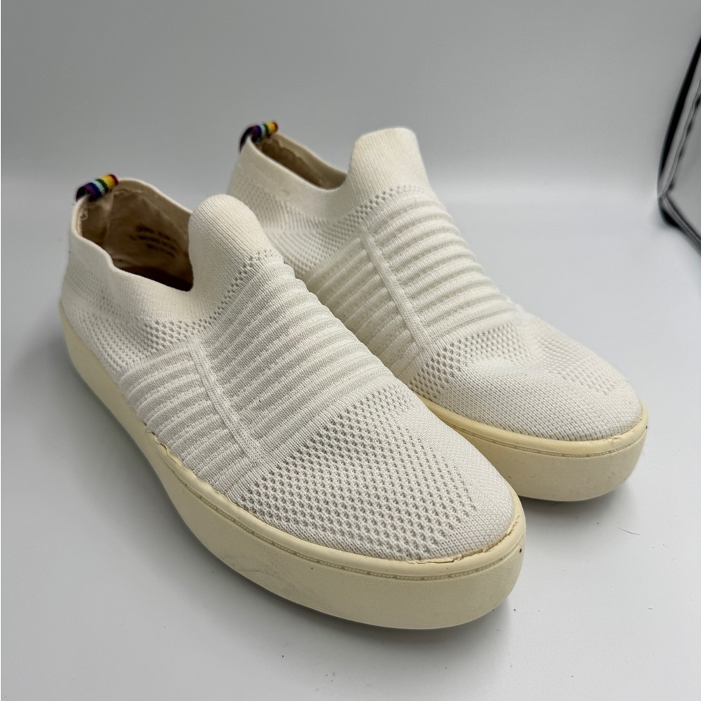 Dunes Women’s Size 8.5 Ivory Off White Knit Slip-On Sneakers Shoes